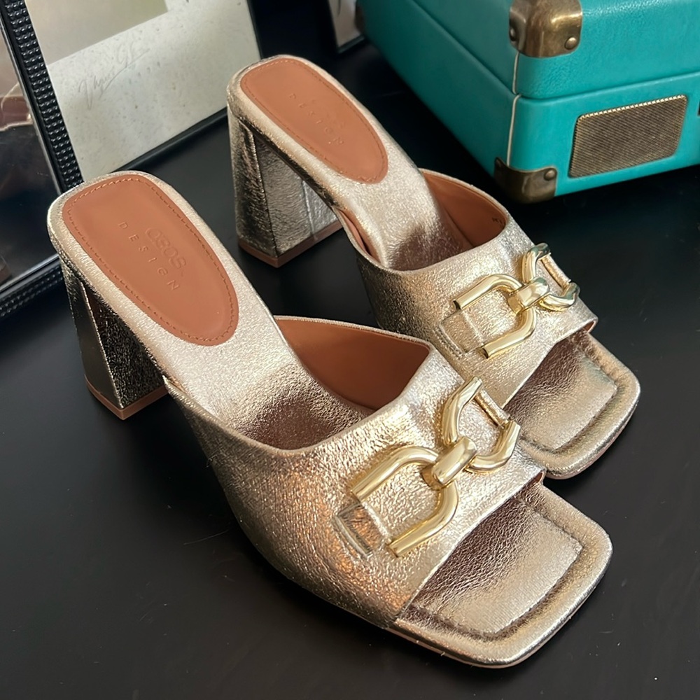 Gold heeled mules